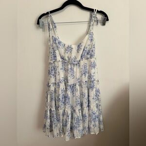 White and Blue Floral Mini Sundress Easter
